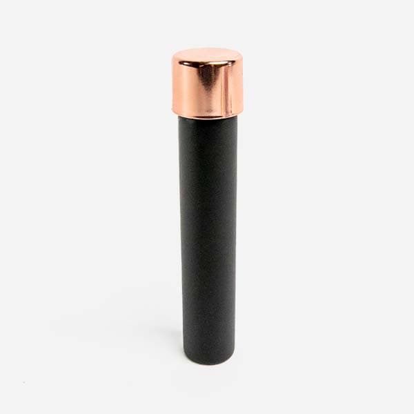 115mm black glass preroll tube with gold cap