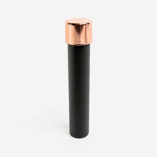 115mm black glass preroll tube with gold cap