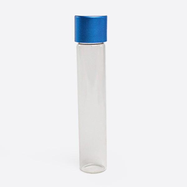 115mm clear tube with blue metallic top