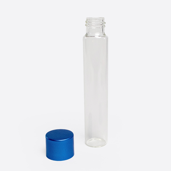 115mm clear glass pre-roll tube cap blue metallic