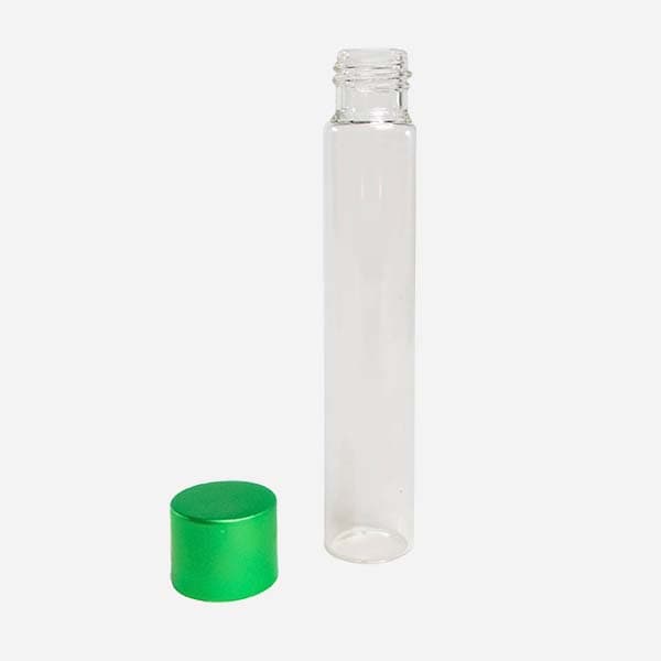 115mm clear tube with green metallic top