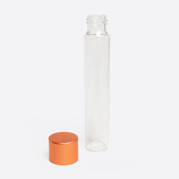 115mm clear tube with orange metallic top