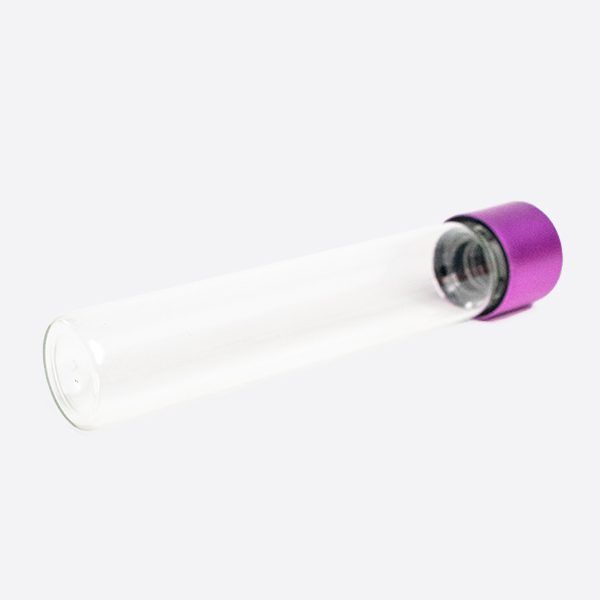 Pre-roll glass tube with purple alumite cap