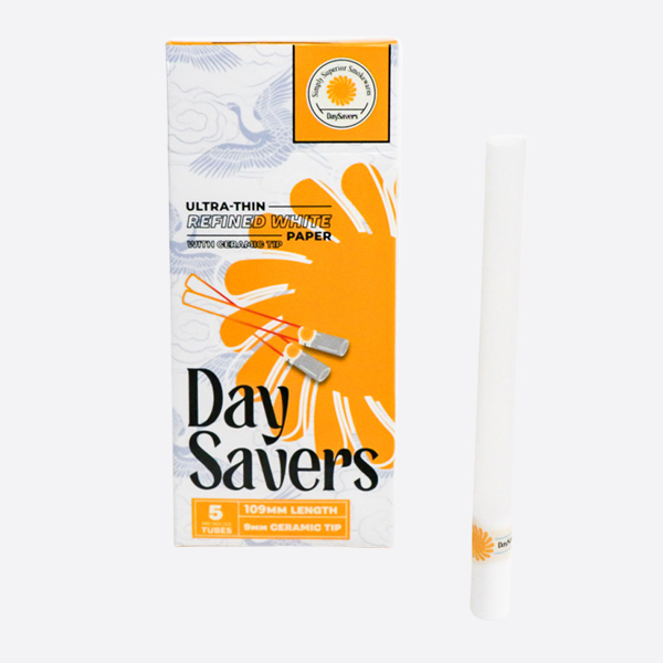 DaySavers 109mm Pre-Roll Tubes with a White Ceramic Tip