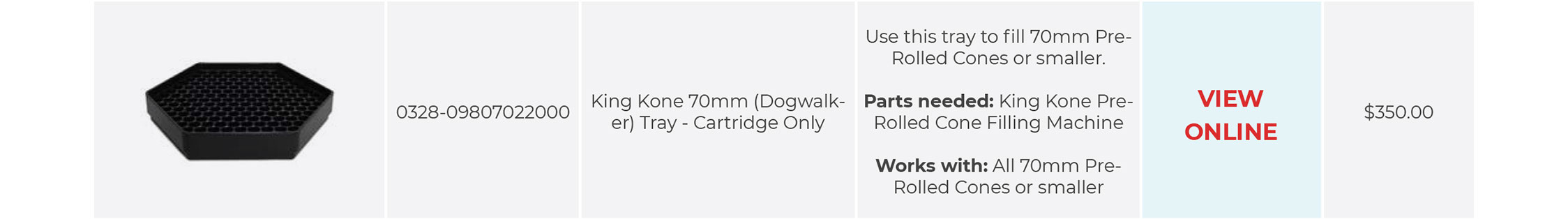 King Kone 70mm (Dogwalker) Tray - Cartridge Only