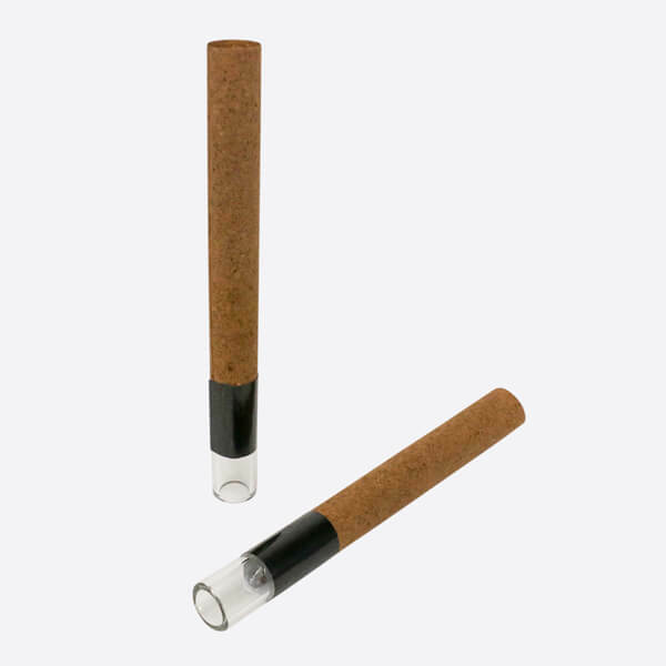 109mm Pre-Rolled Tube Brown Hybrid Hemp Wrap with Cylinder Glass Tip