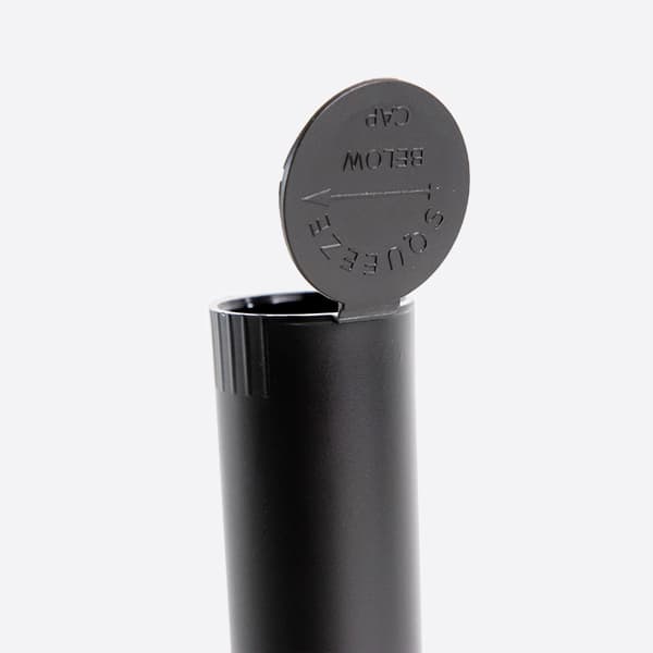 Black 116mm pop top child resistant tube