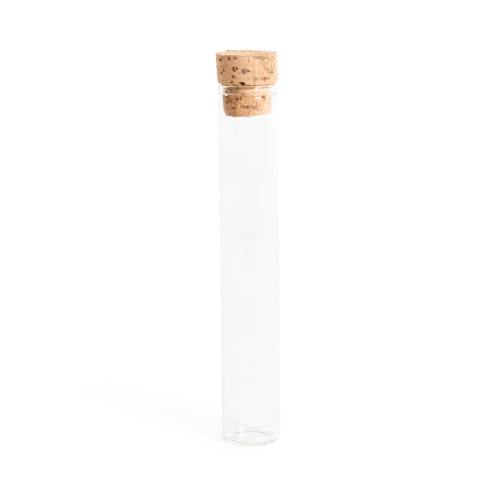 120mm clear glass pre-roll tube with t-cork view from top