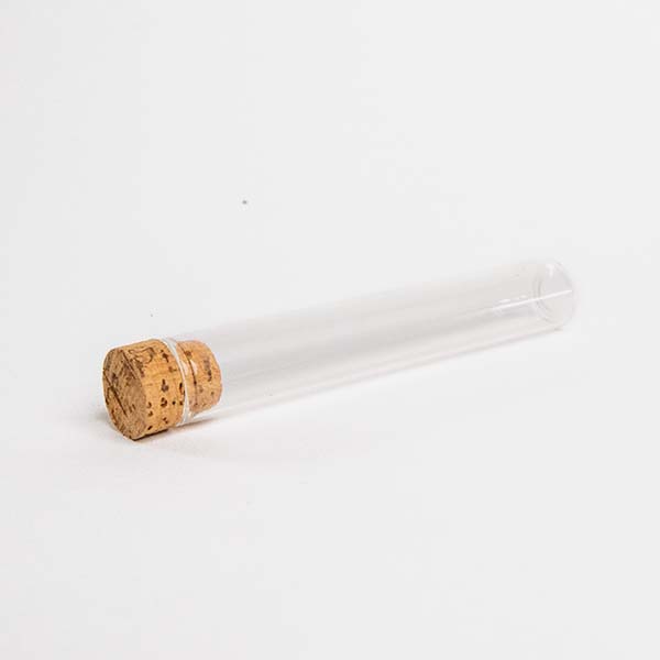 120mm clear glass pre-roll tube with t-cork view from top
