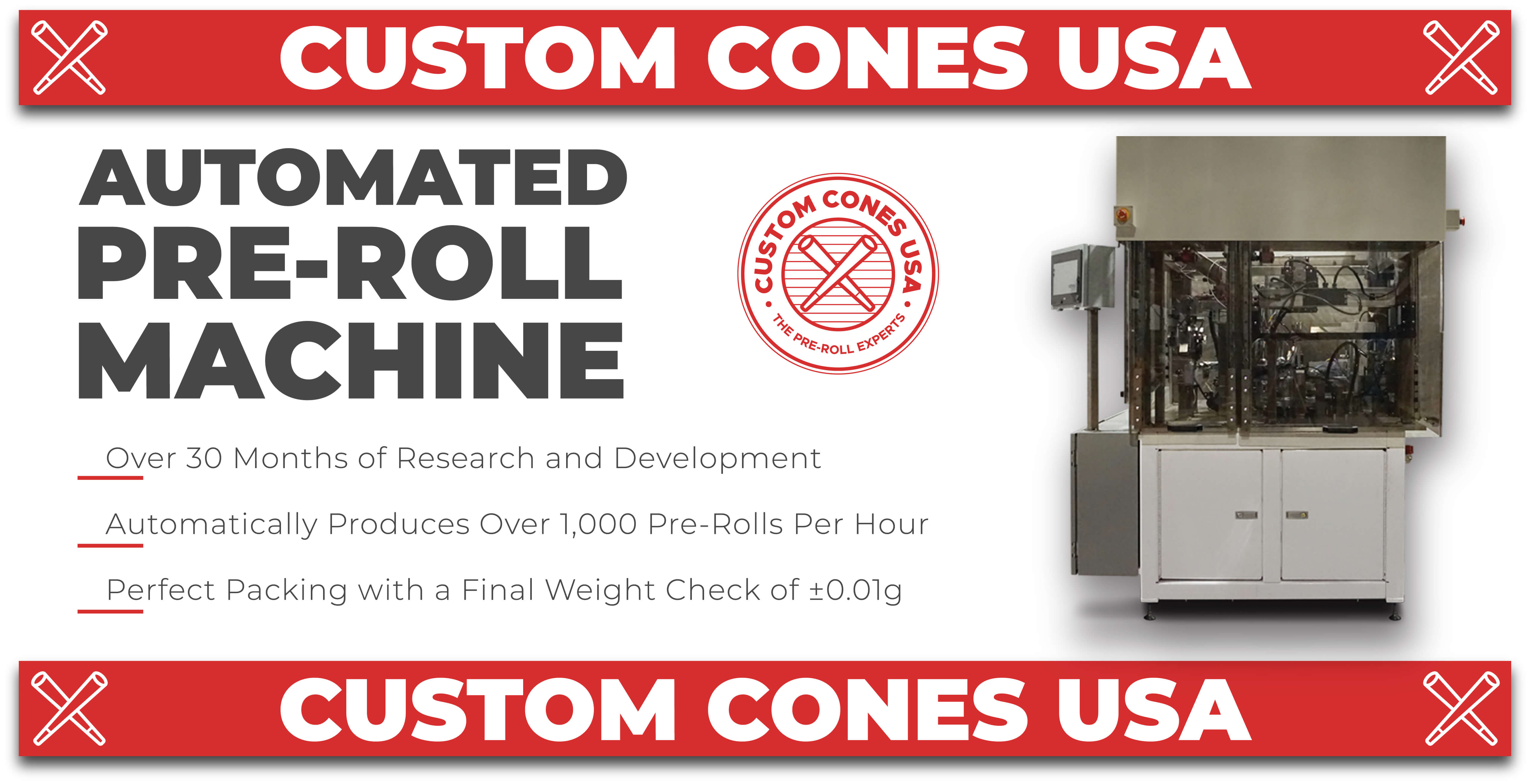 Automated PreRoll Machine Custom Cones USA