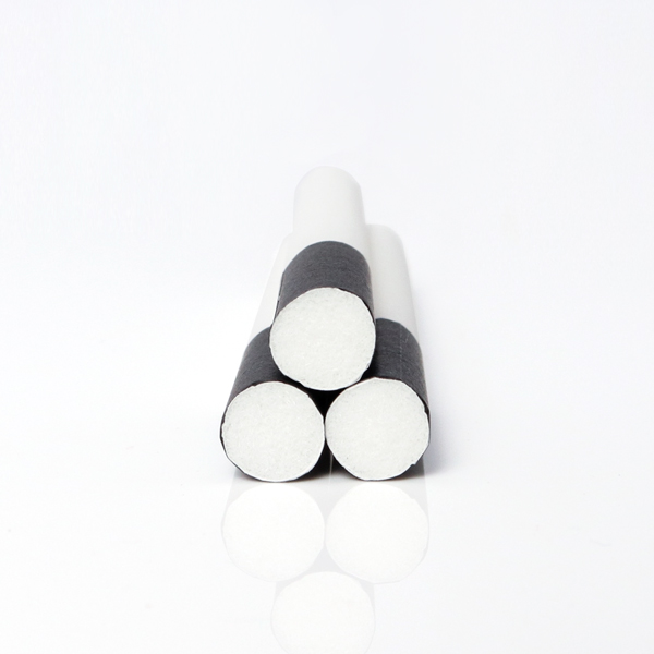 Three cigarette tubes stacked in a triangle with high flow filters