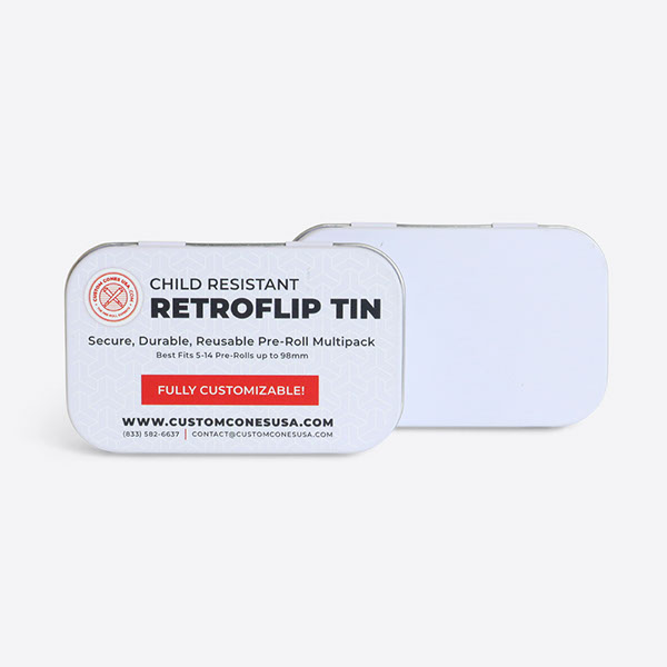 Small Retroflip Pre-Roll Tin - Insert - White