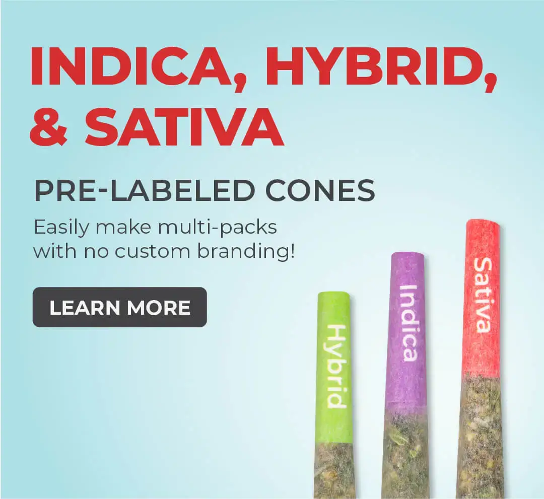 Indica, hybrid and sativa pre labeled cones