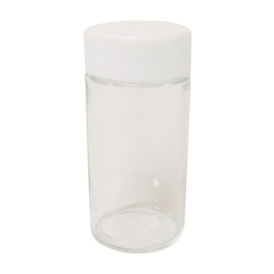 90 millimeter child resistant clear glass mini jar with white cap 200 per case