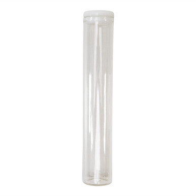 upright glass pre roll tubes with a white silicone cap on top