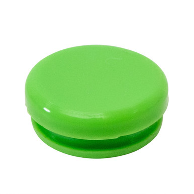 smooth green silicone cap with a rounded top and grooved base made to seal glass pre roll tubes