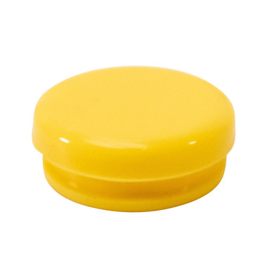 smooth yellow silicone cap with a rounded top and grooved base made to seal glass pre roll tubes