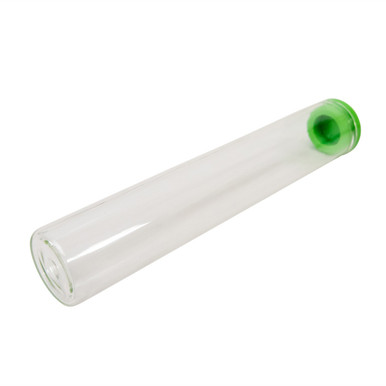 120 millimeter clear glass wide cork tube with green silicone cap bottom