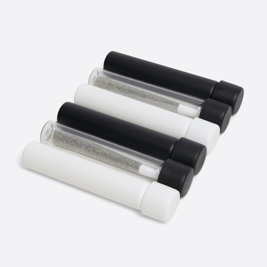 glass pre roll tubes in matte black and white with two clear tubes holding joints side by side