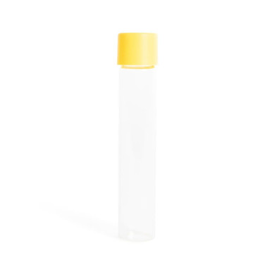 115 millimeter glass pre roll tubes with child resistant yellow smooth cap front