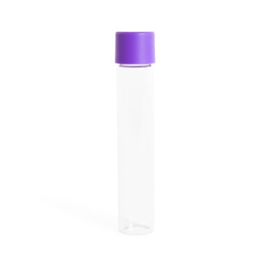 115 millimeter glass pre roll tubes with child resistant purple smooth cap front