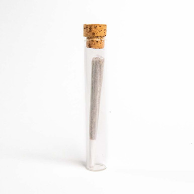 125 millimeter  single wide glass tube with t-cork filled with a joint