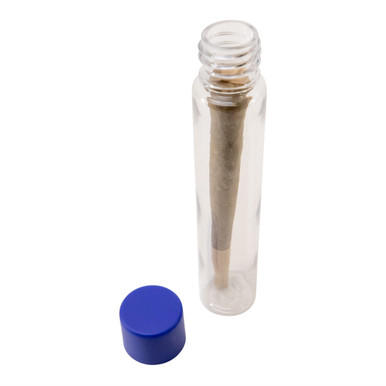 115 millimeter clear pet tube with 22 millimeter matte blue smooth child resistant cap consumer cone inside