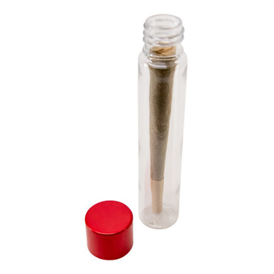 115 millimeter clear pet plastic tube 22 millimeter red alumite child resistant cap consumer cone inside