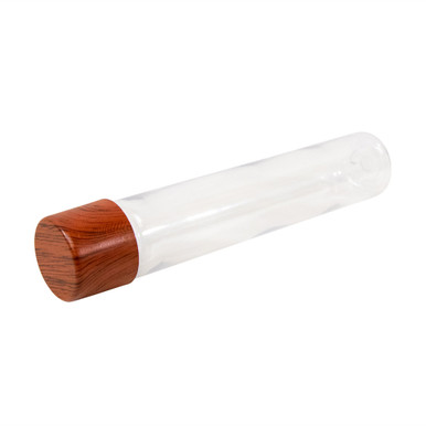 115 millimeter clear pet tube with 22 millimeter rose wood printed child resistant cap side