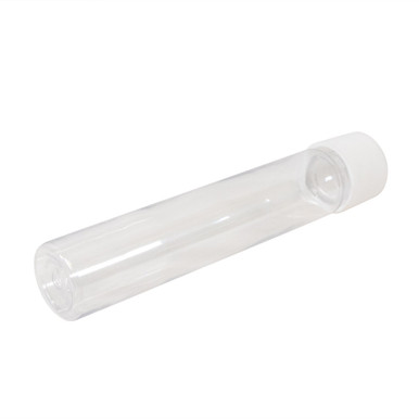115 millimeter clear pet tube with 22 millimeter matte white smooth child resistant cap bottom