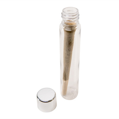 115 millimeter clear pet tube with 22 millimeter metallic silver child resistant cap with consumer cone inside