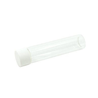 125 millimeter clear jumbo glass tube 30 millimeter jumbo matte white smooth cap child resistant side