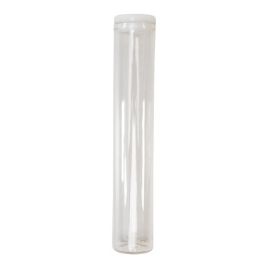 120 millimeter clear glass single width cork tube with white silicone cap front