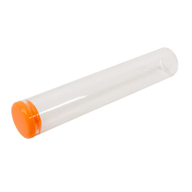 120 millimeter clear glass wide cork tube with orange silicone cap side