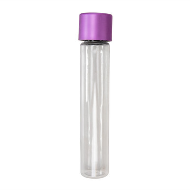 115 millimeter clear pet tube with 22 millimeter purple alumite cr cap front