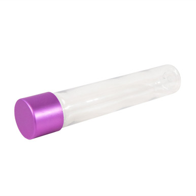 115 millimeter clear pet tube with 22 millimeter purple alumite cr cap side