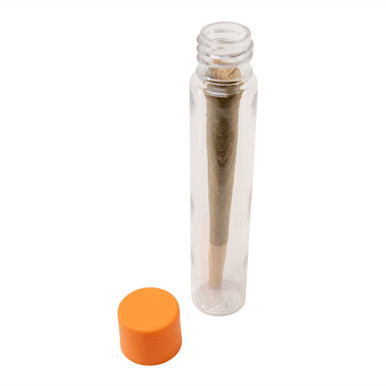 115 millimeter clear pet tube with 22 millimeter matte orange smooth cr cap with consumer cone inside