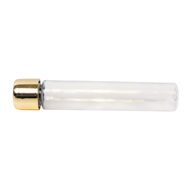115 millimeter clear pet plastic tube with 22 milimeter metallic gold cr cap horizontal