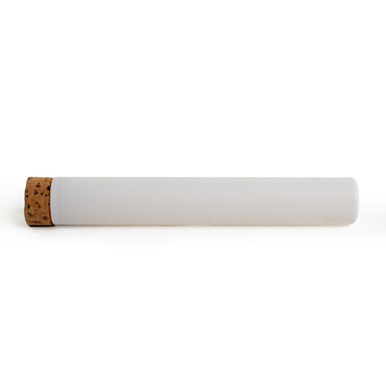125 millimeter matte white glass tube with t cork left detail