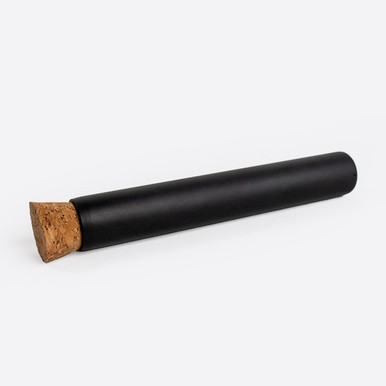 125 millimeter matte black glass pre roll tubes with cork left detail