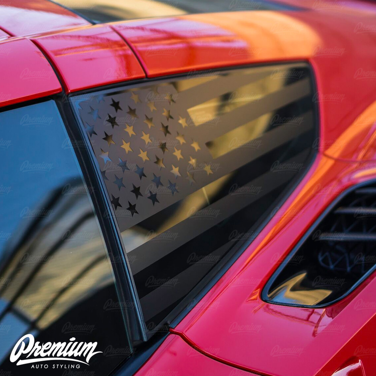 American Flag Quarter Window Decal Set (2014–2019 Corvette C7