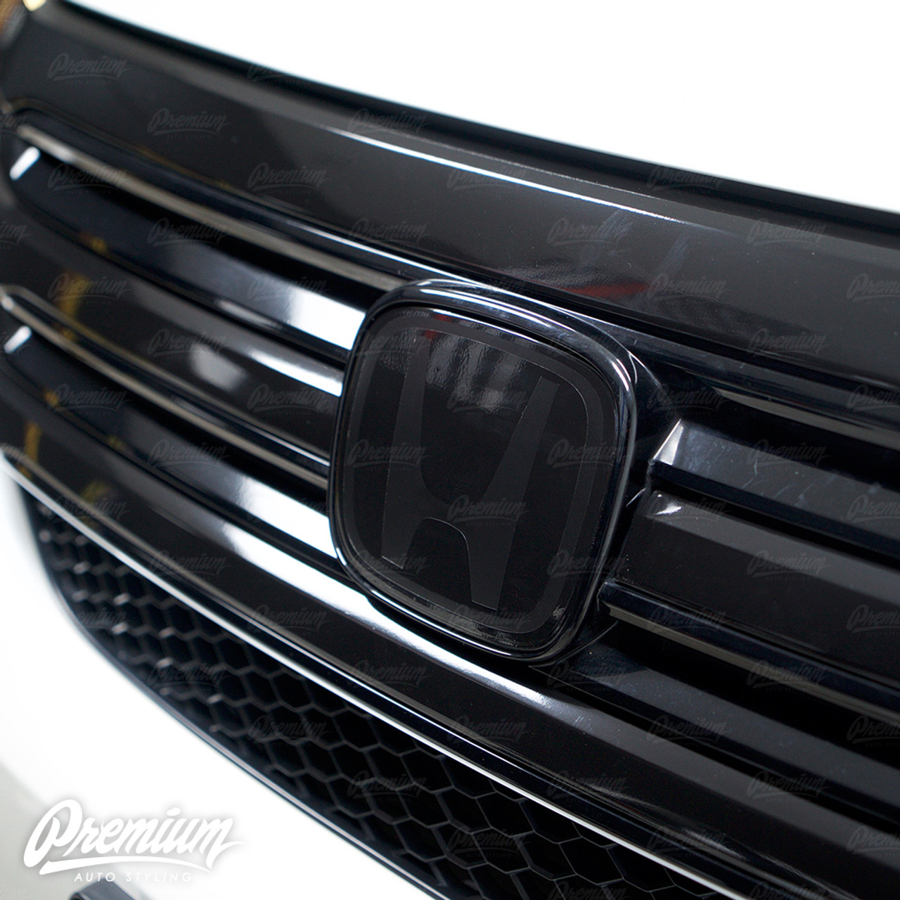 Front Emblem Gloss Black Satin Black Stealth Vinyl Overlay Honda Pilot 2016 2018 Premium Auto Styling