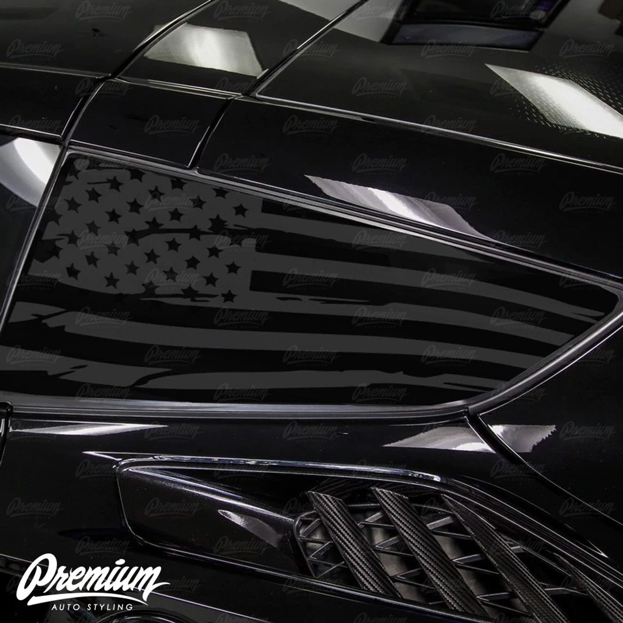 Distressed Flag Quarter Window Decal Set (2014–2019 Corvette C7)