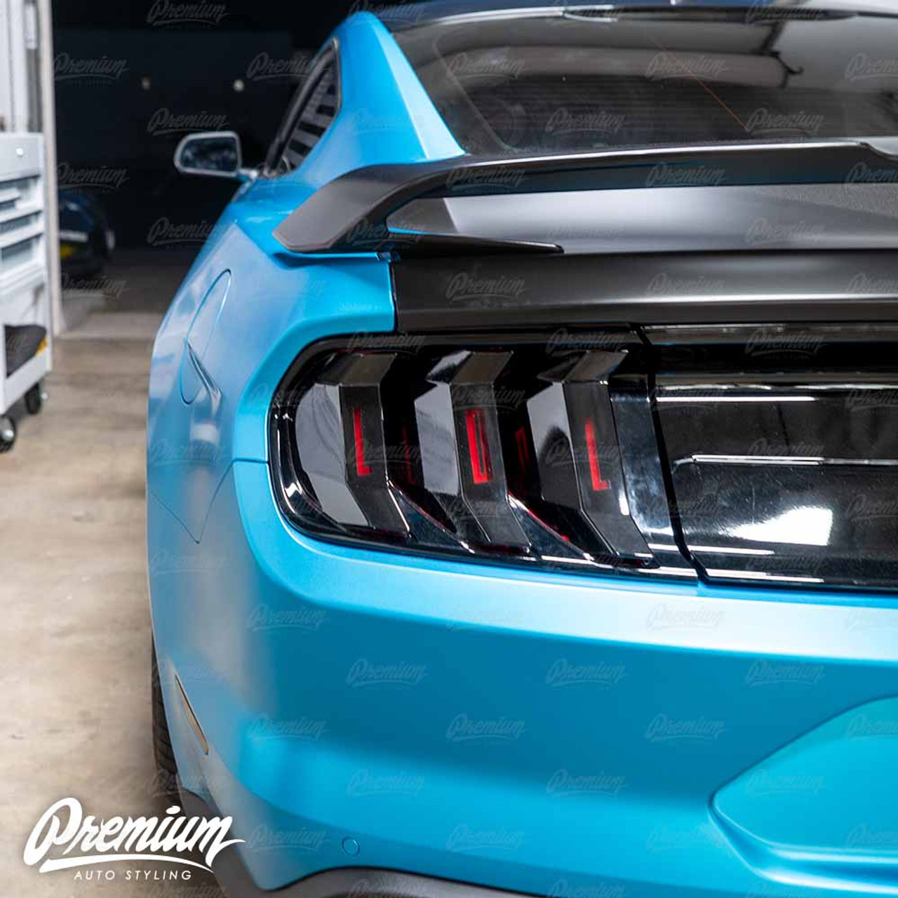 18 19 Ford Mustang Gt Lol Run Custom Cut Out Tail Light Vinyl Overlay Black Out