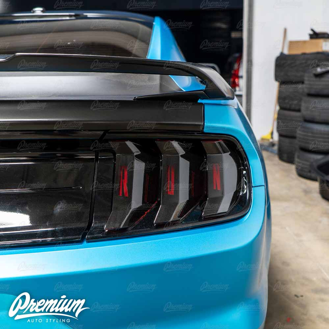 18 19 Ford Mustang Gt Lol Run Custom Cut Out Tail Light Vinyl Overlay Black Out