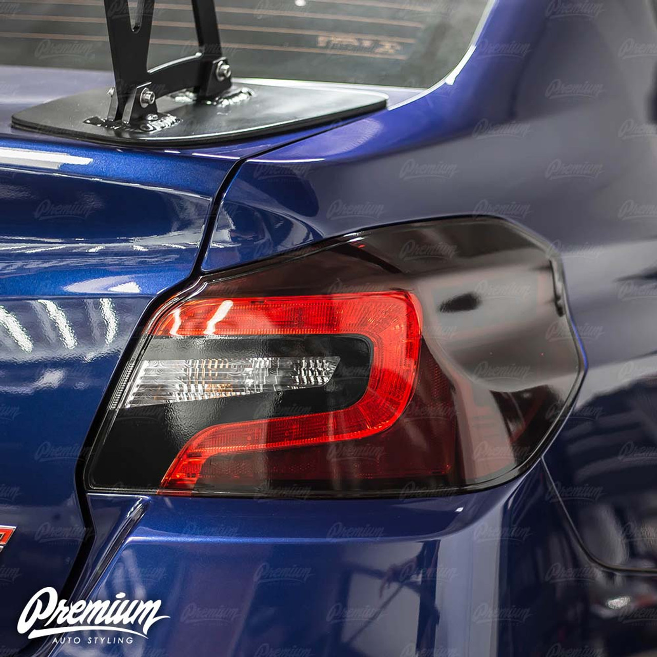 15 Subaru Wrx Sti Pre Cut Smoked Tail Light Smoke Deck Overlay With Custom Gloss Black Insert