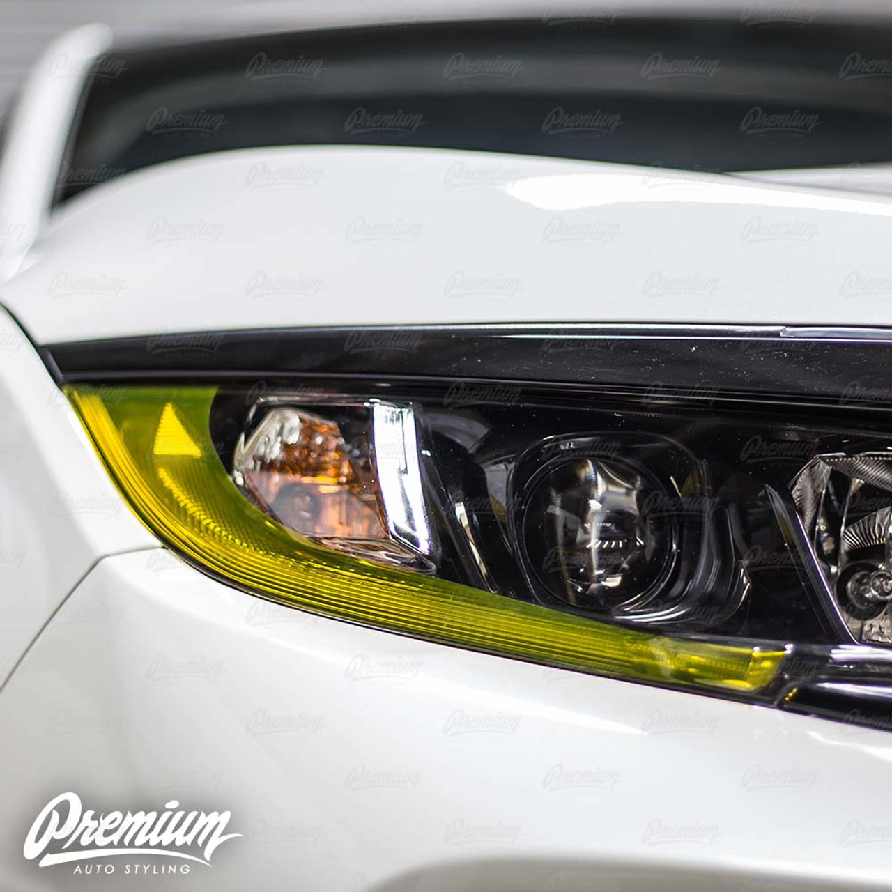 JDM Yellow Headlight DRL Tint Overlay | 2016-2020 Honda Civic Hatchback -  Premium Auto Styling - 外装、エアロ