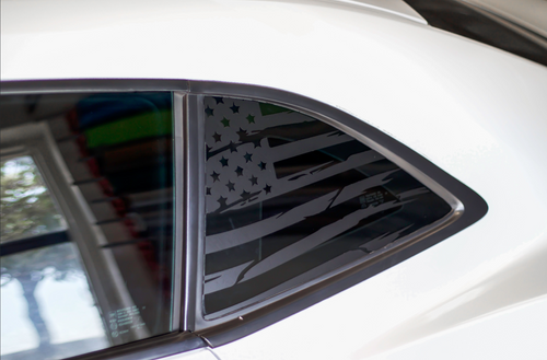 Distressed Flag Quarter Window Decal Set (2010-2015 Chevy Camaro)