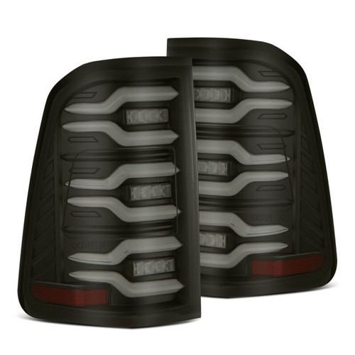 AlphaRex 19-21 Dodge Ram 1500 Luxx-Series LED Tail Lights Black w/Activ Light/Seq Signal - 640040 Photo - Primary