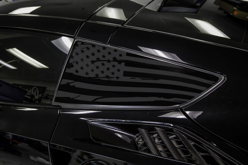 Distressed Flag Quarter Window Decal Set (2014–2019 Corvette C7)